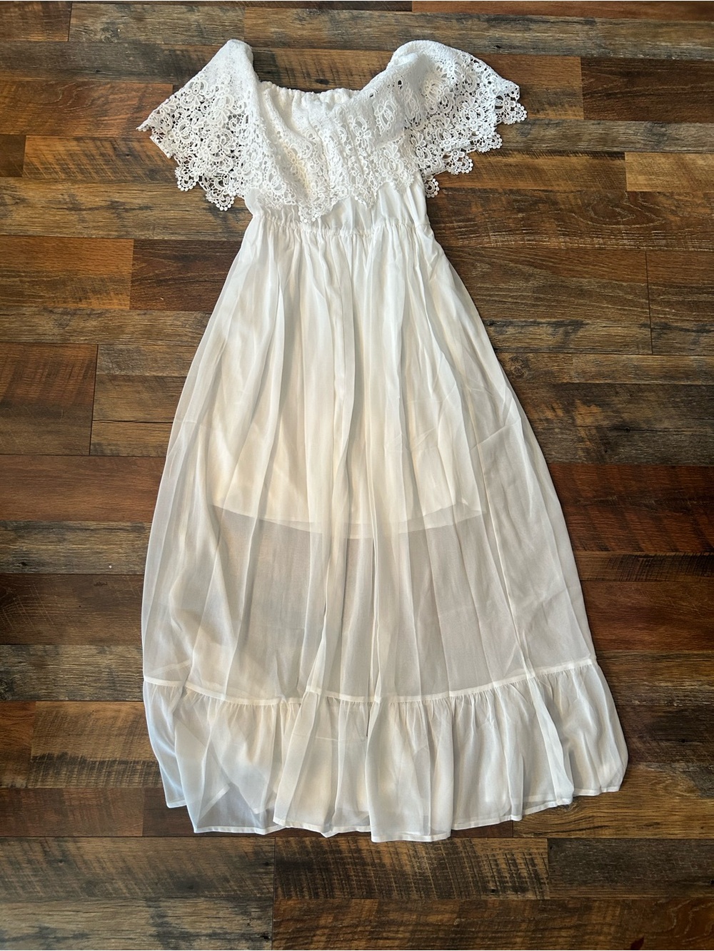 Bohemian White Lace Off-Shoulder Maxi Dress